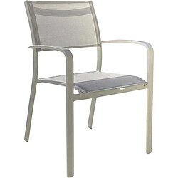 JardiLINE Fauteuil empilable en aluminium et textilène Milos ivoire.