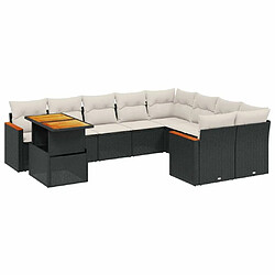 Maison Chic Salon de jardin 10 pcs avec coussins, Ensemble Tables et chaises d'extérieur noir résine tressée -GKD157948