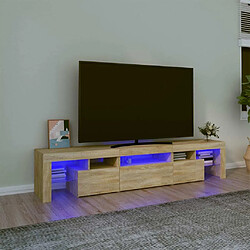 Maison Chic Meuble TV avec lumières LED, Banc TV pour salon, Meuble de rangement Chêne sonoma 200x36,5x40 cm -GKD31274