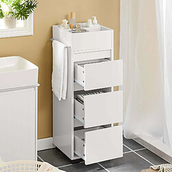 SoBuy BZR29-W Meuble Demi-Colonne Meuble Bas de Salle de Bain Armoire Commode Toilette Armoire de Salle de Bain avec 3 Tiroirs