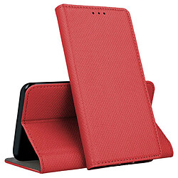 Htdmobiles Housse pour Motorola Moto G14 - etui coque pochette portefeuille + film ecran - ROUGE MAGNET