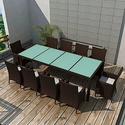 Maison Chic Salon de jardin 11pcs + coussins - Mobilier/Meubles de jardin - Table et chaises d'extérieur Résine tressée Marron -MN54388