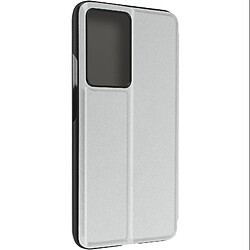 Avizar Étui Clear View pour Xiaomi Poco F5 Pro Clapet Miroir Fonction Support Argent