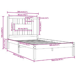 vidaXL Cadre de lit sans matelas noir bois massif 100x200 cm pas cher