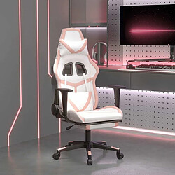 Maison Chic Chaise de jeu, Chaise gaming avec repose-pied, Fauteuil gamer,Chaise de Bureau Blanc et rose Similicuir -GKD27358