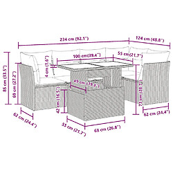 vidaXL Salon de jardin avec coussins 6 pcs beige résine tressée pas cher