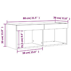 vidaXL Meuble TV avec lumières LED chêne fumé 80x30x30 cm pas cher