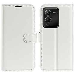 Etui en PU texture litchi, fermoir magnétique avec support pour votre Vivo S15 Pro 5G/V25 Pro 5G - blanc