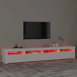 Maison Chic Meubles TV avec lumières LED - Banc TV pour salon Blanc 240x35x40 cm -MN75262 pas cher