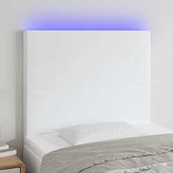 Maison Chic Tête de lit scandinave à LED,meuble de chambre Blanc 80x5x118/128 cm Similicuir -MN96999