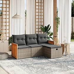 Maison Chic Ensemble de 4 Tables et chaises d'extérieur avec coussins,Salon de jardin gris résine tressée -GKD398372