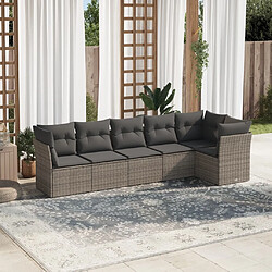 Maison Chic Salon de jardin 6 pcs avec coussins | Ensemble de Table et chaises | Mobilier d'Extérieur gris résine tressée -GKD36112