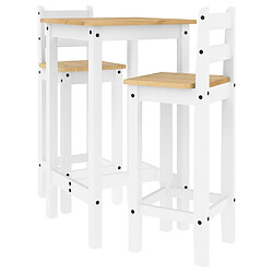 vidaXL Ensemble de bar 3 pcs Blanc Bois de pin massif