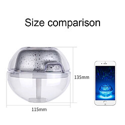 Wewoo Cristal LED Veilleuse Projection Humidificateur De L'huile Diffuseur D'huile Essentielle Maker Mousseur, Capacité: 500ml, DC 5V Argent pas cher