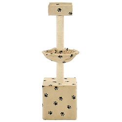 Helloshop26 Arbre à chat griffoir grattoir niche jouet animaux peluché en sisal 105 cm beige motif de pattes 3702106