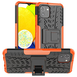 Coque en TPU antichoc, texture pneu avec béquille orange pour votre Samsung Galaxy A03 (166.5 x 75.98 x 9.14mm) (EU Version)