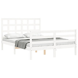 Avis Maison Chic Lit adulte - Cadre Structure de lit avec tête de lit Contemporain blanc 140x200 cm bois massif -MN99559