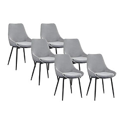 Vente-Unique Lot de 6 chaises en tissu et métal noir - Gris - MASURIE