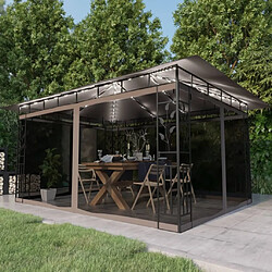 Maison Chic Tonnelle | Pergola avec moustiquaire et lumières LED 4x3x2,73 m Taupe -GKD38329