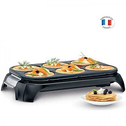 Crepiere Electrique TEFAL PY558813 Crep'Party, Appareil a crepes 6 empreintes, Antiadhésif, Thermo-Spot, 6 spatules + 1 louche, Fabriqué en France