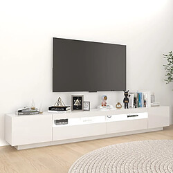 Avis vidaXL Meuble TV avec lumières LED Blanc brillant 260x35x40 cm