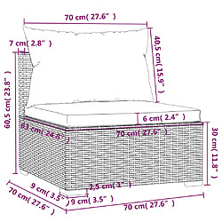 vidaXL Canapé 3 places avec coussins Marron Résine tressée pas cher