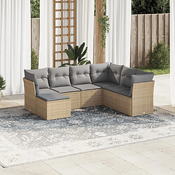 Maison Chic Salon de jardin avec coussins 7 pcs | Ensemble de Table et chaises | Mobilier d'Extérieur beige résine tressée -GKD97398