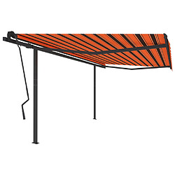 Maison Chic Auvent automatique | Store banne extérieur | Marquise rétractable poteaux 4,5x3,5 m Orange marron -MN12198