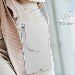 Avizar Pochette Bandoulière Smartphone avec Rangement carte Simili cuir blanc pas cher