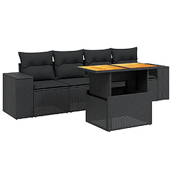 Maison Chic Ensemble de 5 Tables et chaises d'extérieur avec coussins,Salon de jardin noir résine tressée -GKD137016