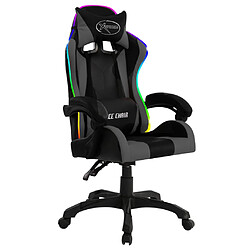 vidaXL Fauteuil de jeux vidéo avec LED RVB Gris et noir Similicuir