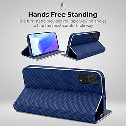 Moozy Étui Portefeuille pour Xiaomi Mi 10T 5G et Mi 10T Pro 5G, Bleu Foncé Carbone - Protection des Bords Métalliques Fermeture Magnétique Flip Cover avec Porte-Cartes pas cher