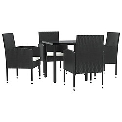 vidaXL Ensemble à manger de jardin 5 pcs noir résine tressée et acier