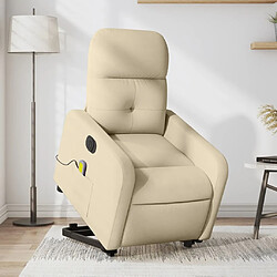 Maison Chic Fauteuil Relax pour salon, Fauteuil inclinable de massage électrique Crème Tissu -GKD90946