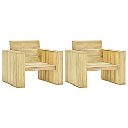 Maison Chic Lot de 2 Chaises de jardin,Fauteuil d'extérieur 89x76x76 cm Bois de pin imprégné -MN78306