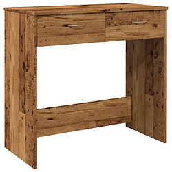 Helloshop26 Bureau table poste de travail meuble d'ordinateur informatique étude style vieux bois 80 x 40 x 75 cm bois d'ingénierie brun 02_0023971