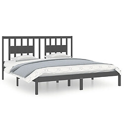 vidaXL Cadre de lit sans matelas gris bois massif 200x200 cm