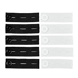 Avis 10 Pcs Haute Élastique Taille Extender Réglable Pantalon Bouton Fit 3 Trous Noir Blanc