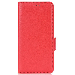 Etui en PU texture litchi, fermoir aimanté avec support rouge pour votre Samsung Galaxy S20