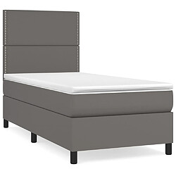 Maison Chic Lit Adulte - Lit simple Lit à sommier tapissier avec matelas moelleux - Meuble de Chambre - Gris 80x200 cm Similicuir -MN67485