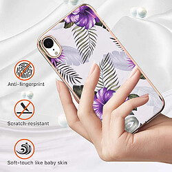 Coque en TPU anti-rayures, marbre électroplaqué IMD IML Fleurs pourpres pour votre iPhone XR 6.1 pouces