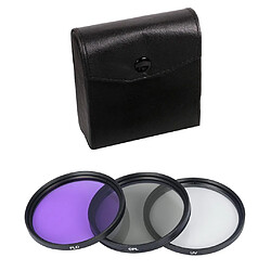 3 en 1 fld uv cpl lentille filtre avec sac de transport pour canon sony dslr caméra 52mm