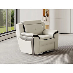 Vente-Unique Fauteuil relax électrique en cuir ANGELIQUE - Blanc/anthracite