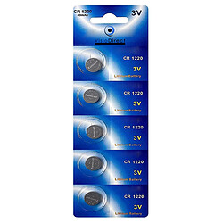 Visiodirect Lot de 5 Piles bouton plates lithium type CR1220 3V compatibles BR1220 DL1220 ECR1220 PA 5012LC