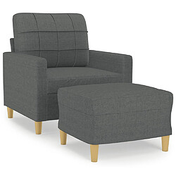 vidaXL Fauteuil avec repose-pied Gris foncé 60 cm Tissu