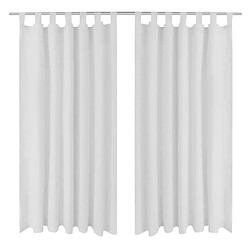 vidaXL 2 pcs Rideau à Passant Micro Satin Blanc 140 x 245 cm