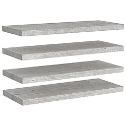 Maison Chic Lot de 4 Étagères murales,Étagère Rangement flottate gris béton 80x23,5x3,8 cm MDF -MN76370