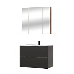 Ac-Deco Ensemble meuble vasque + cabinet-miroir - Noir - 80 cm - Capri Black