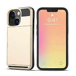 Coque en TPU anti-rayures avec porte-cartes coulissant or pour votre Apple iPhone 13 Pro 6.1 pouces