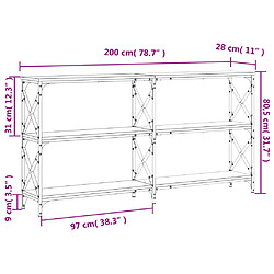 vidaXL Table console chêne fumé 200x28x80,5 cm bois d'ingénierie pas cher